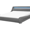 Bett Kunstleder Grau 180 X 200 Cm Mit Led-Beleuchtung Avignon