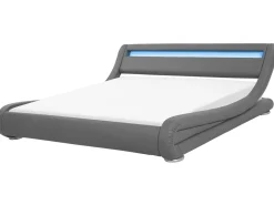 Bett Kunstleder Grau 180 X 200 Cm Mit Led-Beleuchtung Avignon
