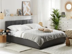 Bett Kunstleder Grau Mit Bettkasten Hochklappbar 180 X 200 Cm Dreux