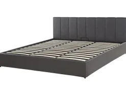 Bett Kunstleder Grau Mit Bettkasten Hochklappbar 180 X 200 Cm Dreux