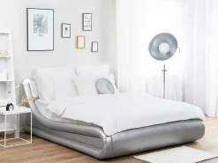 Bett Kunstleder Silber Mit Bettkasten Hochklappbar 180 X 200 Cm Avignon