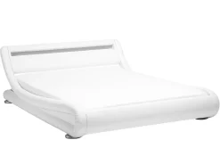 Bett Kunstleder Weis 160 X 200 Cm Mit Led-Beleuchtung Avignon