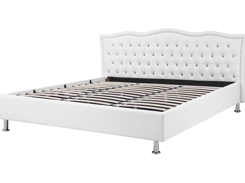 Bett Kunstleder Weis Mit Bettkasten Hochklappbar 180 X 200 Cm Metz