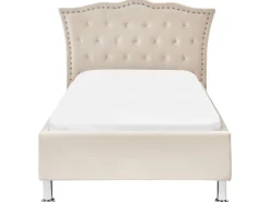 Bett Samtstoff Beige Lattenrost 90 X 200 Cm Metz