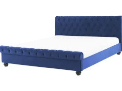 Bett Samtstoff Blau Lattenrost 180 X 200 Cm Avallon