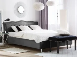 Bett Samtstoff Dunkelgrau Bettkasten 180 X 200 Cm Metz