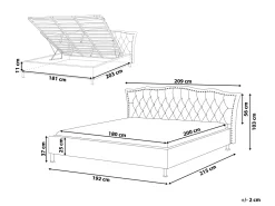 Bett Samtstoff Dunkelgrau Bettkasten 180 X 200 Cm Metz