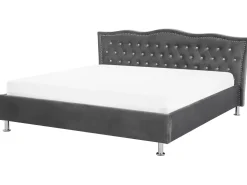 Bett Samtstoff Dunkelgrau Bettkasten 180 X 200 Cm Metz