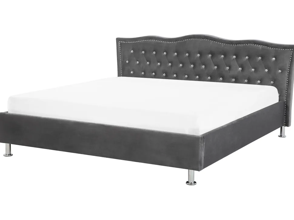 Bett Samtstoff Dunkelgrau Bettkasten 180 X 200 Cm Metz