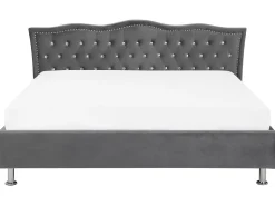 Bett Samtstoff Dunkelgrau Bettkasten 180 X 200 Cm Metz