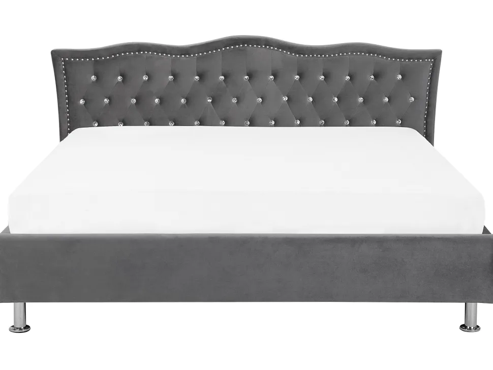 Bett Samtstoff Dunkelgrau Bettkasten 180 X 200 Cm Metz