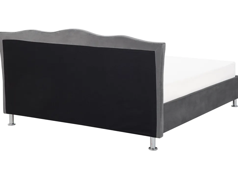 Bett Samtstoff Dunkelgrau Bettkasten 180 X 200 Cm Metz