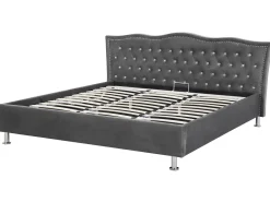 Bett Samtstoff Dunkelgrau Bettkasten 180 X 200 Cm Metz