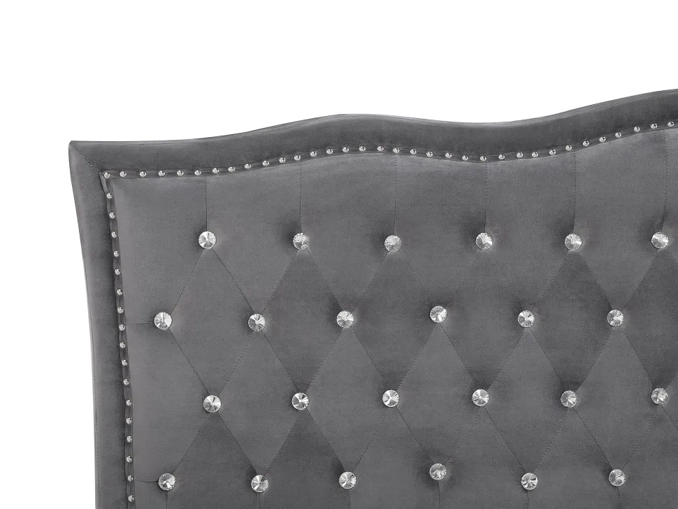 Bett Samtstoff Dunkelgrau Bettkasten 180 X 200 Cm Metz