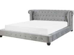 Bett Samtstoff Grau Lattenrost 180 X 200 Cm Cavaillon