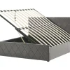 Bett Samtstoff Grau Lattenrost Bettkasten Hochklappbar 180 X 200 Cm Rochefort