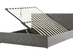 Bett Samtstoff Grau Lattenrost Bettkasten Hochklappbar 180 X 200 Cm Rochefort