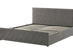 Bett Samtstoff Grau Lattenrost Bettkasten Hochklappbar 180 X 200 Cm Rochefort