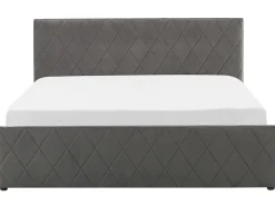 Bett Samtstoff Grau Lattenrost Bettkasten Hochklappbar 180 X 200 Cm Rochefort