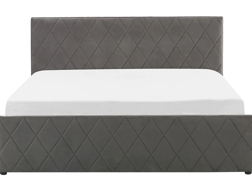 Bett Samtstoff Grau Lattenrost Bettkasten Hochklappbar 180 X 200 Cm Rochefort