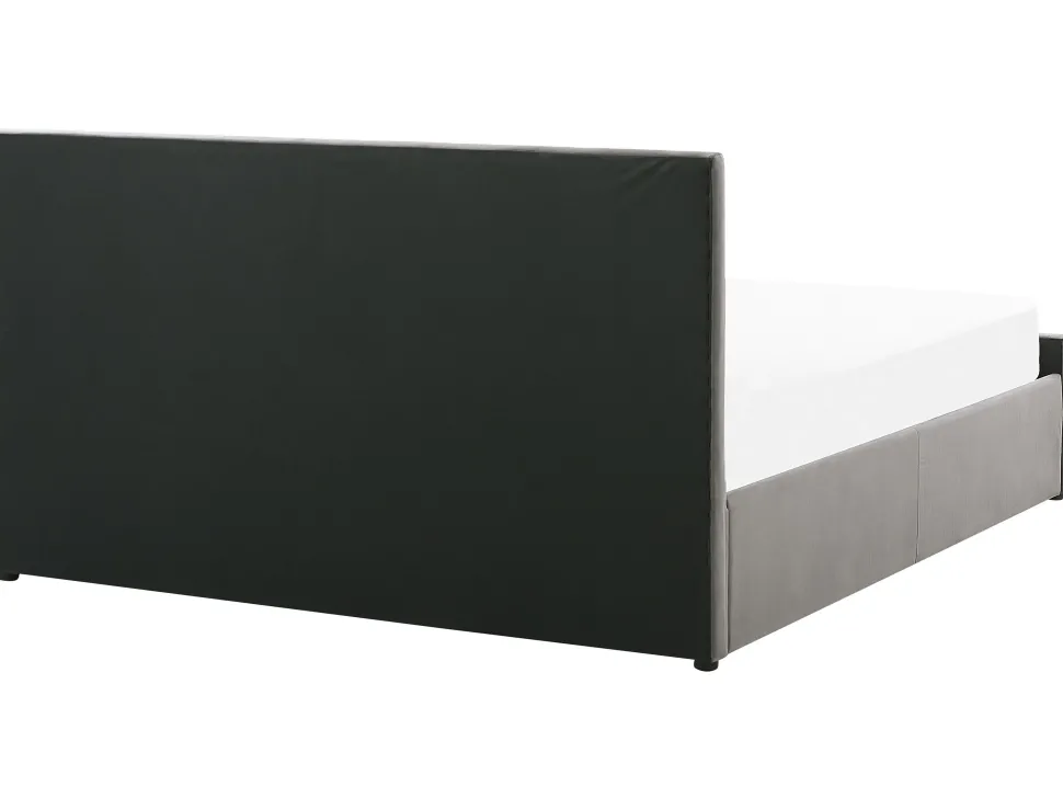Bett Samtstoff Grau Lattenrost Bettkasten Hochklappbar 180 X 200 Cm Rochefort