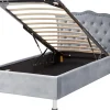 Bett Samtstoff Grau Mit Bettkasten Hochklappbar 90 X 200 Cm Metz