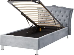 Bett Samtstoff Grau Mit Bettkasten Hochklappbar 90 X 200 Cm Metz