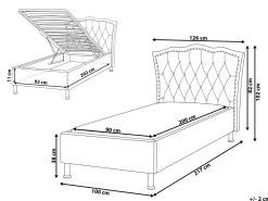 Bett Samtstoff Grau Mit Bettkasten Hochklappbar 90 X 200 Cm Metz
