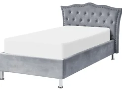 Bett Samtstoff Grau Mit Bettkasten Hochklappbar 90 X 200 Cm Metz
