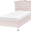 Bett Samtstoff Pastellrosa Lattenrost 90 X 200 Cm Metz