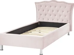 Bett Samtstoff Pastellrosa Lattenrost 90 X 200 Cm Metz