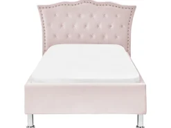 Bett Samtstoff Pastellrosa Lattenrost 90 X 200 Cm Metz