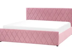 Bett Samtstoff Rosa Lattenrost Bettkasten Hochklappbar 180 X 200 Cm Rochefort