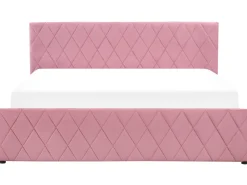 Bett Samtstoff Rosa Lattenrost Bettkasten Hochklappbar 180 X 200 Cm Rochefort