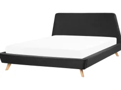 Bett Schwarz Samtstoff Lattenrost 180 X 200 Cm Vienne