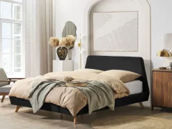 Bett Schwarz Samtstoff Lattenrost 180 X 200 Cm Vienne