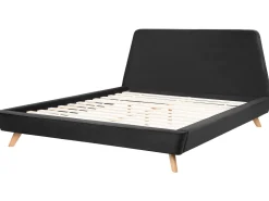 Bett Schwarz Samtstoff Lattenrost 180 X 200 Cm Vienne