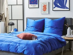 Bettwasche Set Dunkelblau Baumwollsatin 135 X 200 Cm Harmonridge