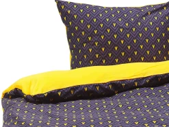 Bettwasche Set Dunkelblau / Gelb Baumwollsatin 135 X 200 Cm Wallingford
