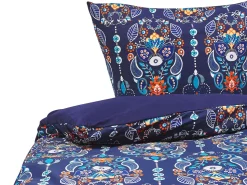Bettwasche Set Dunkelblau / Orange Baumwollsatin 135 X 200 Cm Madrona