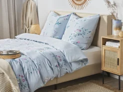 Bettwasche Set Hellblau Baumwollsatin 135 X 200 Cm Evergreen