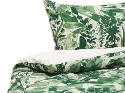 Bettwasche Set Weis / Grun Baumwollsatin 155 X 220 Cm Greenwood