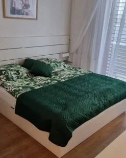 Bettwasche Set Weis / Grun Baumwollsatin 155 X 220 Cm Greenwood