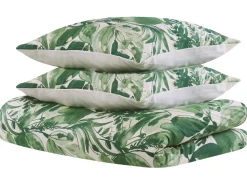 Bettwasche Set Weis / Grun Baumwollsatin 155 X 220 Cm Greenwood