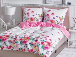 Bettwasche Set Weis / Rosa Baumwollsatin 155 X 220 Cm Larynhill