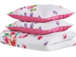 Bettwasche Set Weis / Rosa Baumwollsatin 155 X 220 Cm Larynhill