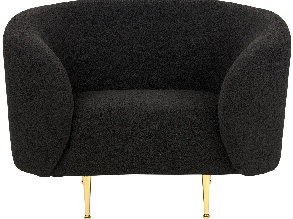 Boucle Living Room Set Black Loen