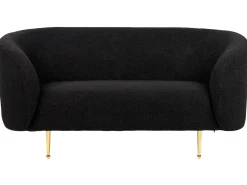 Boucle Living Room Set Black Loen