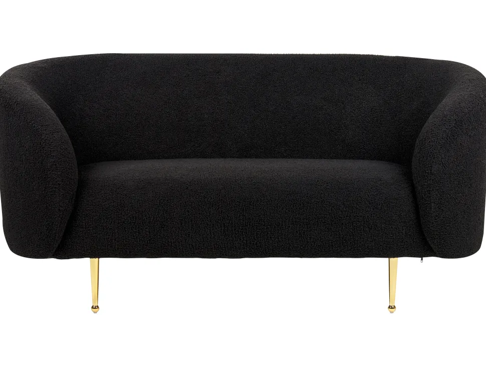 Boucle Living Room Set Black Loen