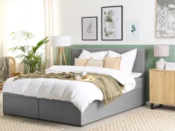 Boxspringbett Grau Mit Bettkasten Hochklappbar 180 X 200 Cm Senator